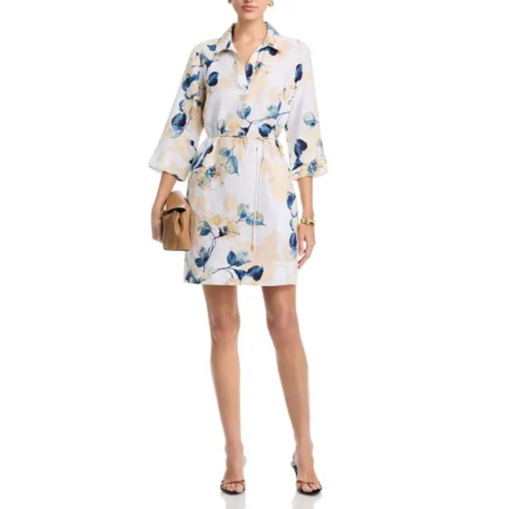 Tommy Bahama White Beleza Blossom 3/4 Sleeves Linen Shift Dress Size S - Picture 2 of 12